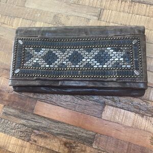 Calleen Cordero Studded Leather Fold-Over Clutch Wallet
